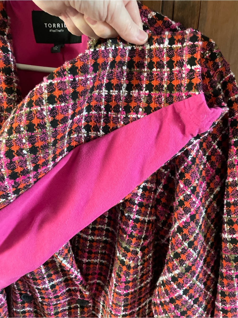 torrid Fuchsia Tweed-Accent Coat - Picture 4 of 10